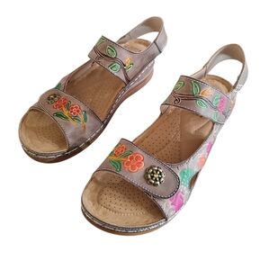 Floral Embellished Wedges